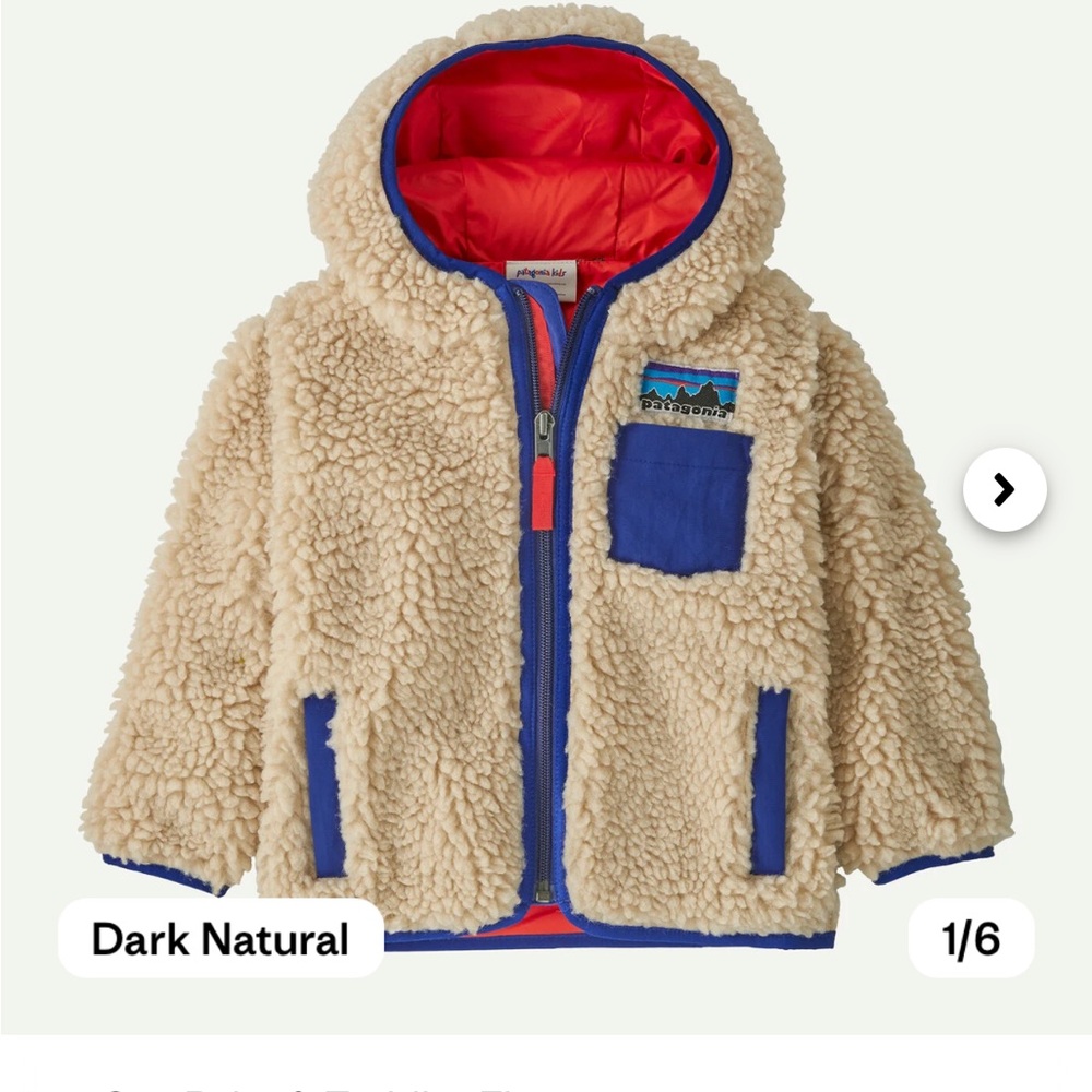 Patagonia Natural Fleece Jacket with Blue Trim